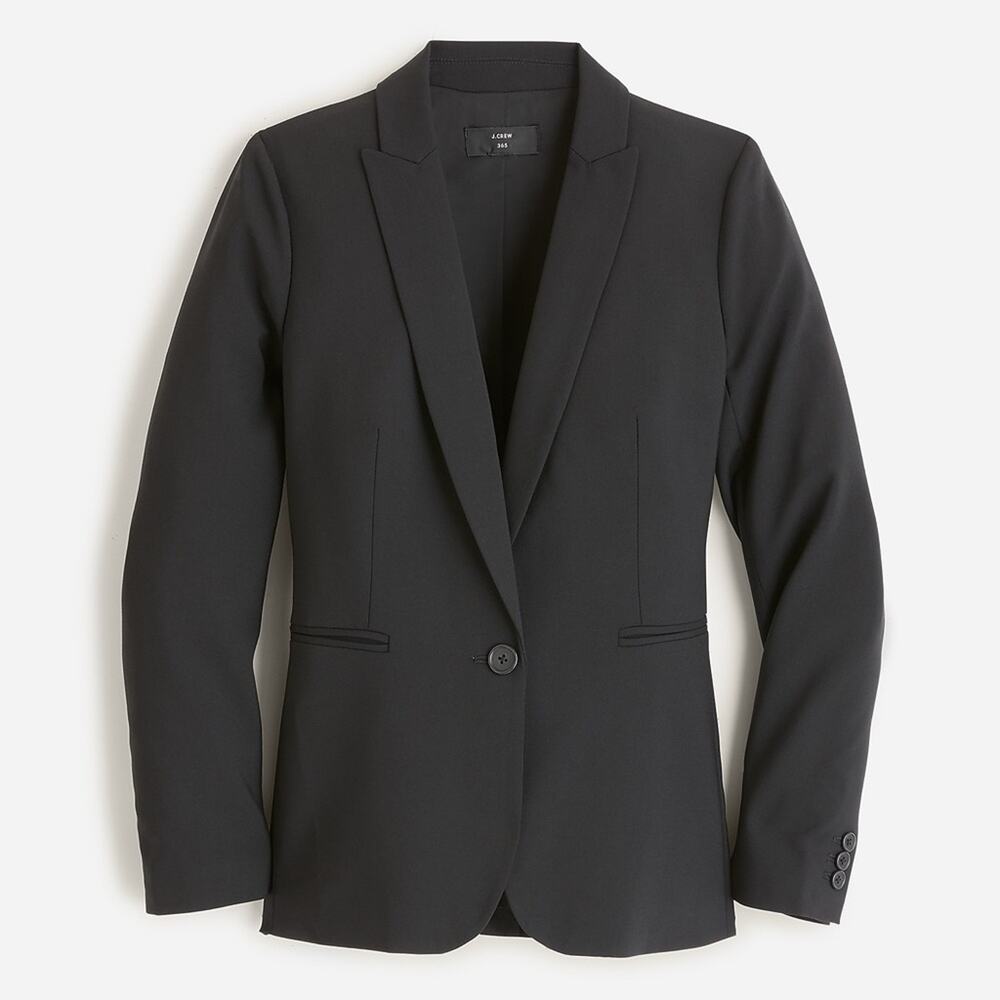 J. Crew Italian Wool Stretch Fabric Black Blazer Jacket Size 0 Petite